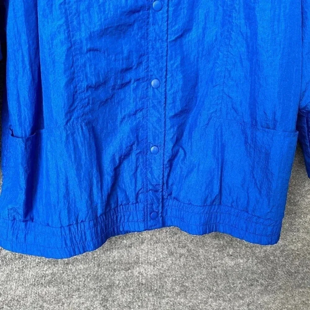 Vintage 90s Kristen Blake Windbreaker Womens M Blue Nylon Crinkle Loose Jacket - Picture 13 of 16